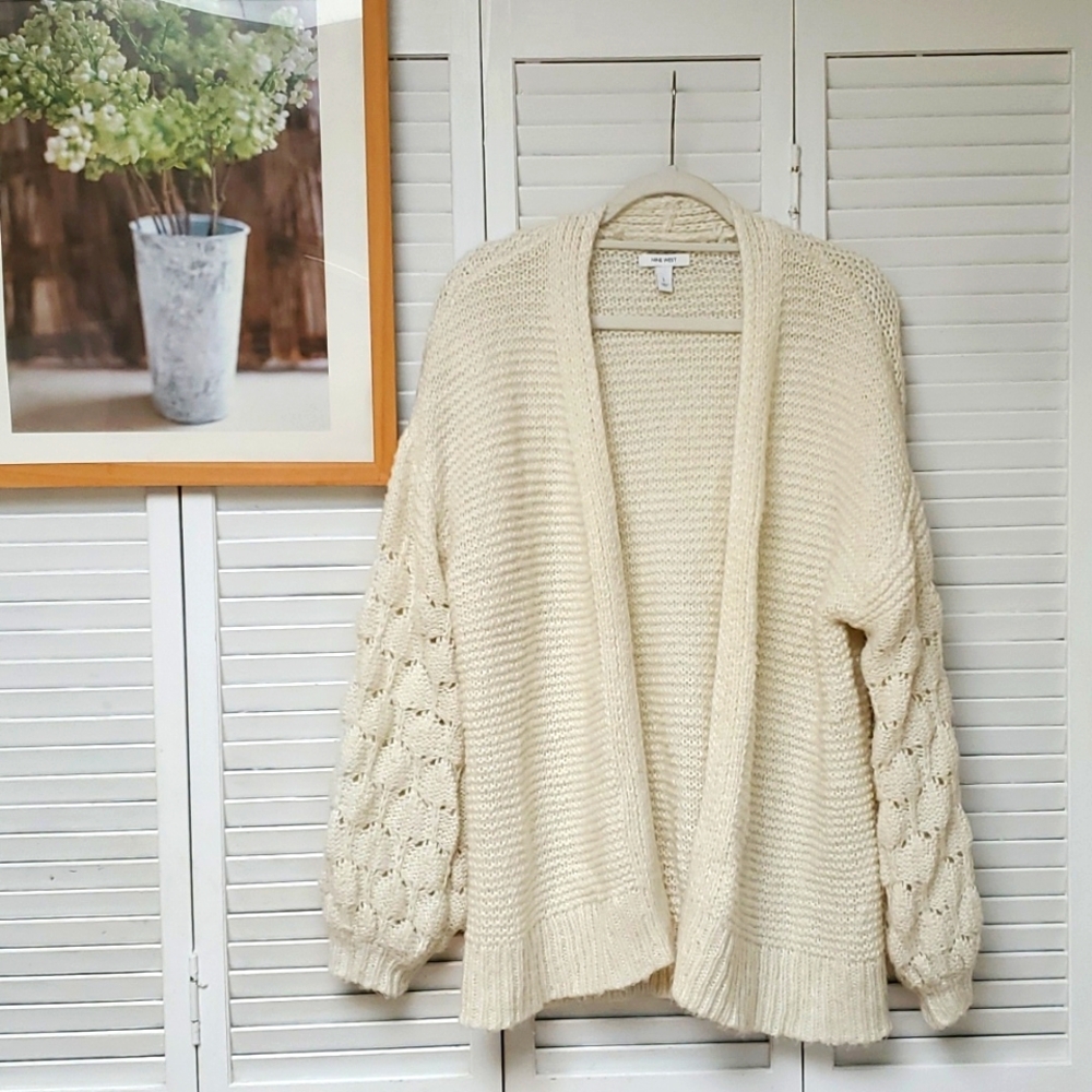 Nine West Cream Open Front  Cardigan Size L